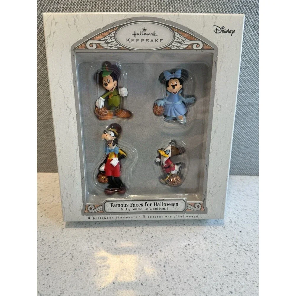 2007 Hallmark Keepsake Disney Famous Faces For Halloween Ornaments Set of 4 NIB